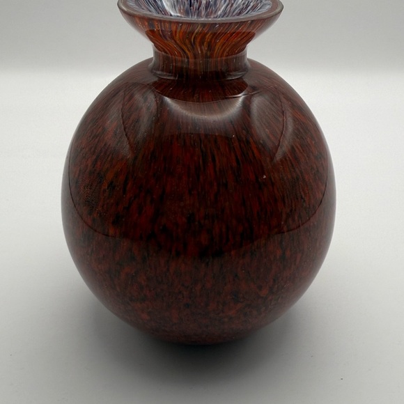 Vintage Splatter Vase Cased Blown Glass Round Globe Swirl 5” Decor MCM - Picture 6 of 8